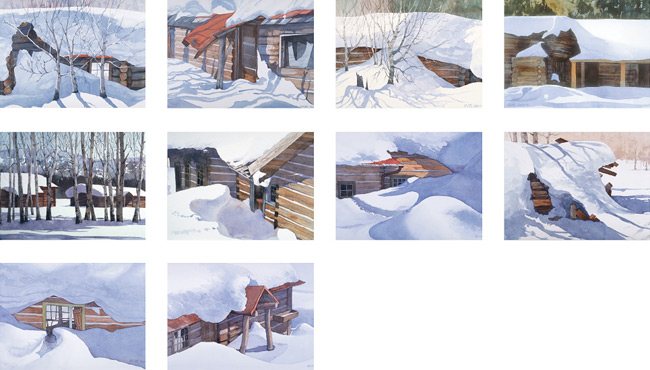 Old Cabins in Winter Note Cards
